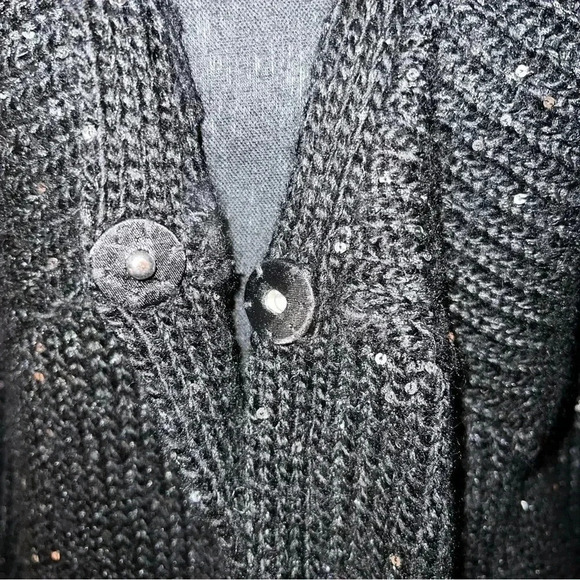 Chico’s Women’s Black Alpaca Blend 3/4 Sleeve Cardigan with Sequins Size 0 - Picture 8 of 16